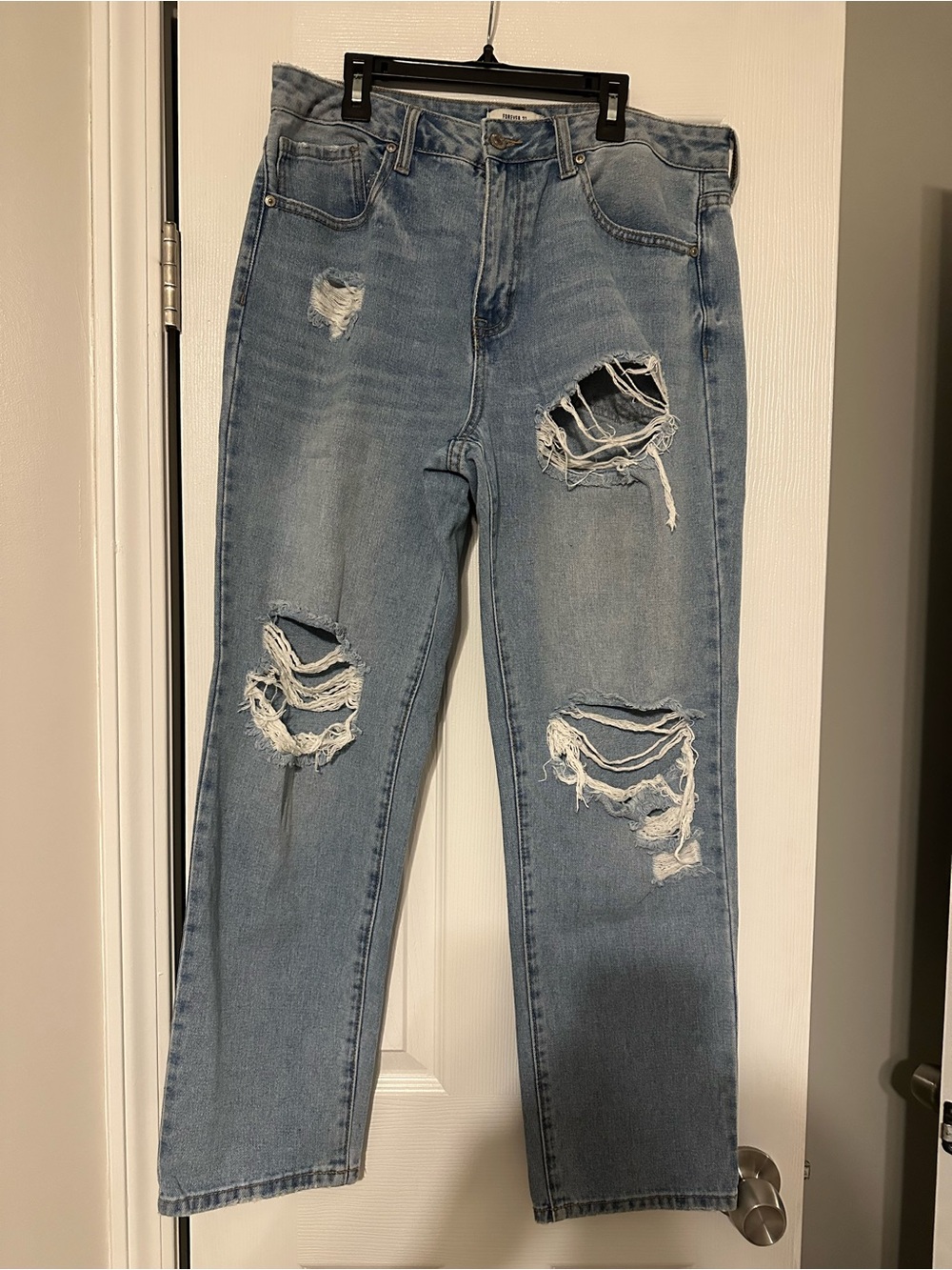 Forever 21 Light Blue Distressed Boyfriend Jeans